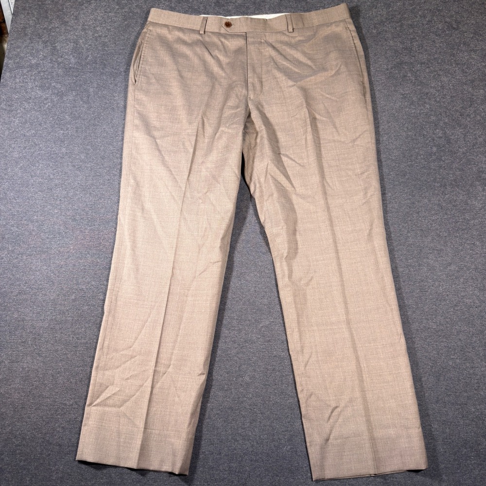 Brooks Brothers Dress Pants Men 40x30 Tan BrooksFlex Madison Fit Wool Trousers